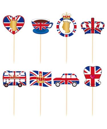 GALER King Charles Coronation Cake Toppers Decorations Union Jack Decorations 2023 Party Memorabilia Royal Ascent 6th of May Street Parties (E)