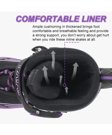 Adjustable Kids Inline Skates | Purple&Black Roller Blades | Light-Up Wheels | Beginner Outdoor & Indoor Skates for Boys & Girls | Medium-Big Kid Size - Buy Online on GoSupps.com