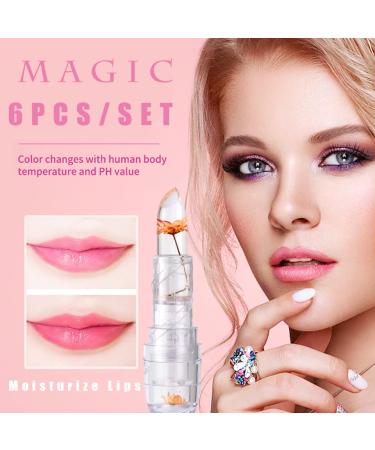 HONGZHUANG 6PCS Double Flower Jelly Discoloration Lipstick Gift Set - Color-changing Lip gloss with pH Control for Long Lasting Protection - Makeup Kit - Buy Online on GoSupps.com