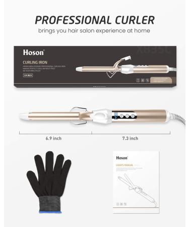 Hoson 3/4 Inch Curling Iron for Short Hair - Long Barrel Ceramic Hair Curler for Women with Gloves - Dual Voltage - Gold 0.75 Inch - Buy Online on GoSupps.com