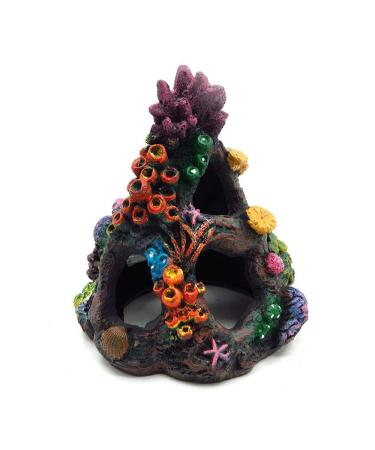 Aihotim Coral Aquarium Reef Decoration - Resin Fish Tank Mountain Cave Ornaments Betta Fish Sleep Rest House Hide Play Breed