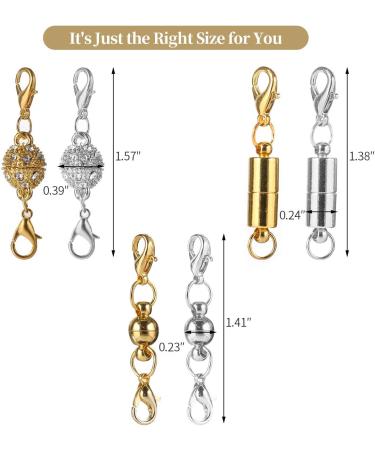 Aiskaer 16 Pcs Magnetic Lobster Clasps for Jewelry - Rhinestone Ball Style, Necklace Bracelet, Cylindrical and Ball Tone - Buy Online on GoSupps.com