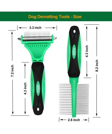 Elfirly Pet Dematting Comb Tools with Double Side Blade Undercoat Rake for Cats and Dogs (2 Pack - Dog Dematting Rake & Grooming Comb) Suitable for Removing Stubborn Mats and Tangled Hair - Buy Online on GoSupps.com