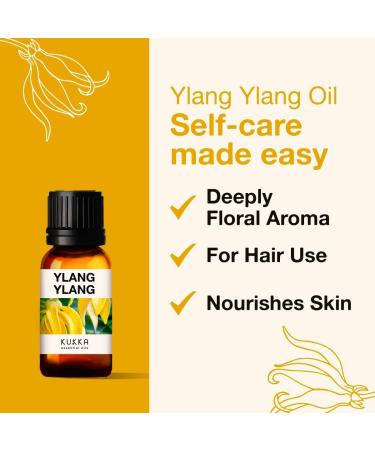 Kukka Ylang Ylang Essential Oil 10ml - 100% Therapeutic Grade for Skin & Hair - Aromatherapy Oil for Diffuser - Pack of 1 - Buy Online on GoSupps.com