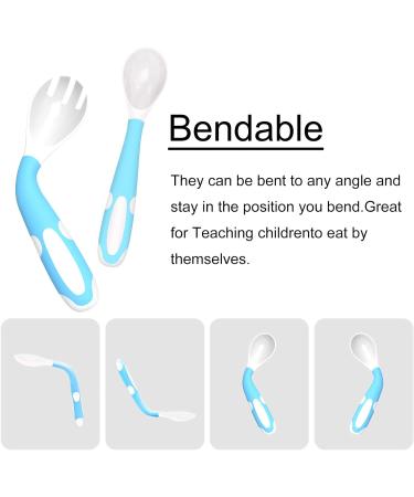 ANTUREBAY Silicone Suction Plates for Babies - Divided Toddler Plates with Spoon Fork - Dishwasher & Microwave Safe - Blue Green Gray - Buy Online on GoSupps.com