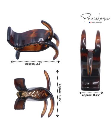 Parcelona French 3 Teeth Savana & Tortoise Shell Fish Style Ponytail Holder Set - Strong Grip Hair Claw Clip - Buy Online on GoSupps.com