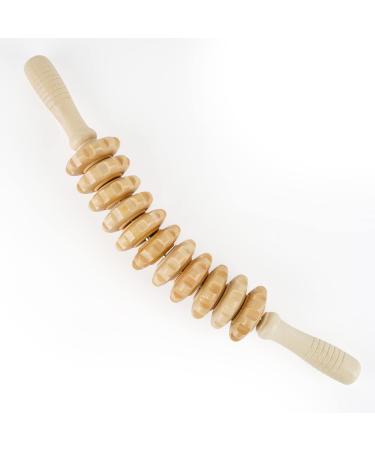 Whchiy massage roller wood anti cellulite massage massage roller massager with handle for loosening deep tissue (wood color)