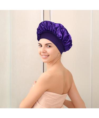 Satin Hair Drying Towel Satin Hair Towel Wrap Hair Poping Towel Satin Hair Towel for Women Anti-Frizz Satin Towel Protective Hair Turban Wrap for Most Hair Types Purple - Buy Online on GoSupps.com