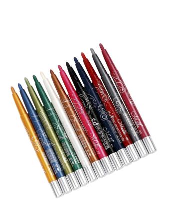 DOITOOL 12 Pcs Eyeliner Waterproof Eye Shadow Pen Women Cosmetic Pen Set Automatic Lipstick Pen Miss