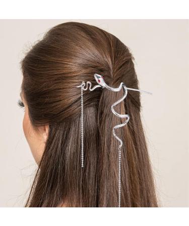 WEBEEDY 2 Pieces Snake Hair Sticks Vintage Tassels Punk Hair Chopsticks Distortion Hairpin Hairstyle Hair Accessories for Women - Buy Online on GoSupps.com