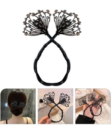 FRCOLOR Black Swan Clip Hair Bun Maker - Bridal Styling Tool for Teens, Fabric Glitter Bun Maker for Deft and Elegant Updos - Buy Online on GoSupps.com