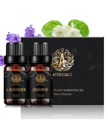 Therapeutic-Grade Aromatherapy Essential Oils Set Jasmine Lavender Essential Oils Set 100% Pure Aromatherapy Essential Oils Kit for Diffuser Massage Humidifier 2x10ml
