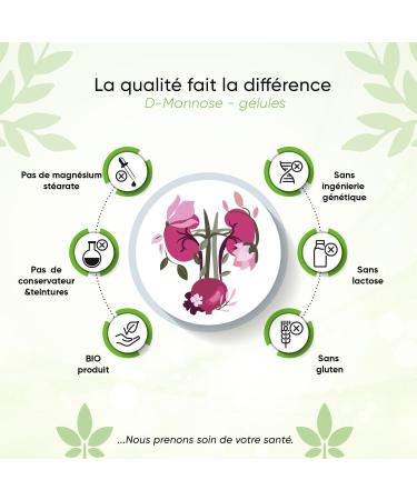 D-mannose - Urinary Discomfort - 1950 mg daily serving - 240 capsules - with vitamin C - with pill box - laboratory tested - vegan - certified quality - 100% natural - no additives - Buy Online on GoSupps.com