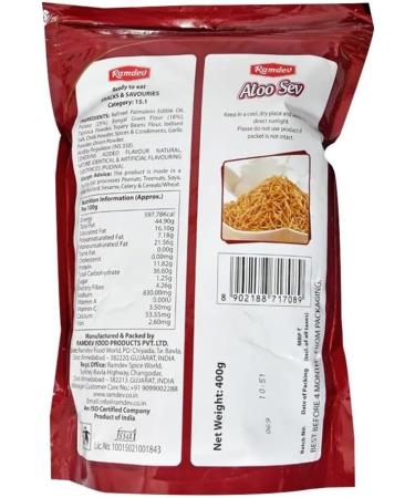 Ramdev | Aloo Sev | 400G | Indian Origin | Namkeen |Tasty and Healthy (Pack of 2) - Buy Online on GoSupps.com