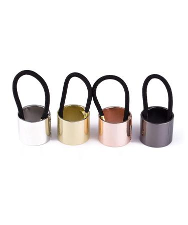 Set of 4 fashion punk gothic alloy ponytail cuff elastic hair tie ponytail women girl hair band hair rope hair cuff (medium)