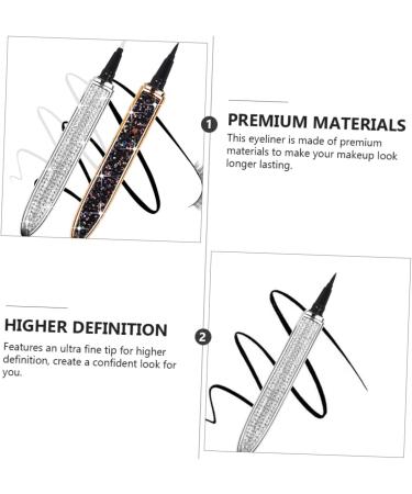 LALADEFIEE 2pcs Diamond Eyeliner Makeup Supplies Eyeliner No Glue Eye Grooming Eyeliner Liquid Pen Black Silver 1 count (Pack of 1) Black - Buy Online on GoSupps.com