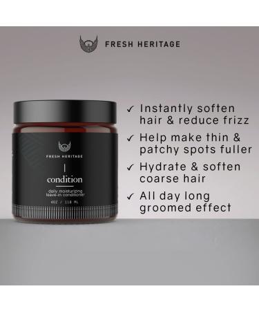 Fresh Heritage Premium Leave-in Beard Conditioner for Men - 4oz | All Natural Beard Softener with Argan Oil | Daily Use Beard Wash and Conditioner for Healthier Growth - Buy Online on GoSupps.com