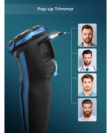 Men's Electric Razor Shaver with Pop-up Trimmer | Rechargeable, Waterproof, Travel Lock | 100-240V | Compact Size - Buy Online on GoSupps.com