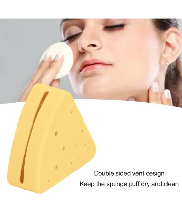 Triangle Powder Puff Storage Box | Portable Silicone Makeup Sponge Holder | Breathable Double-Sided Travel Bag (Yellow - Buy Online on GoSupps.com