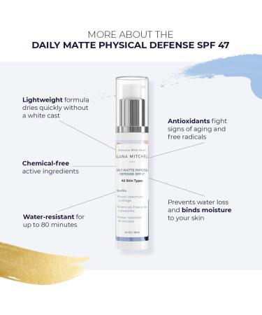 Alana Mitchell Daily Matte Face Sunscreen SPF 47 - Reef Safe and Chemical-Free Lightweight Facial Moisturizer with Zinc Oxide for Hydrated Skin (4.9 oz) - Buy Online on GoSupps.com