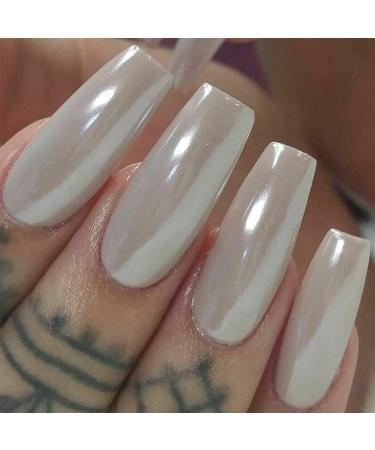 Magic White Pearl Chrome Nail Powder for Fairy Shell Nails - Holographic Ice Glitter with Tool - Buy Online on GoSupps.com