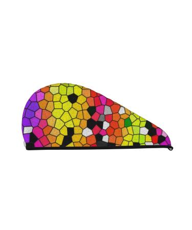 Colorful Tie Dye Stained Glass 1 Microfiber Hair Towel Soft Super Absorbent Hair Towel Wrap for Women Coral Velvet Quick Dry Hair Cap for Long Curly and Thick Hair
