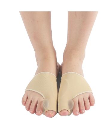 2 Pack Hallux Valgus Correction Bandage with Gel Pad - Elastic Bunion Sleeve for Pain Relief | Beige Orthopedic Support - Buy Online on GoSupps.com