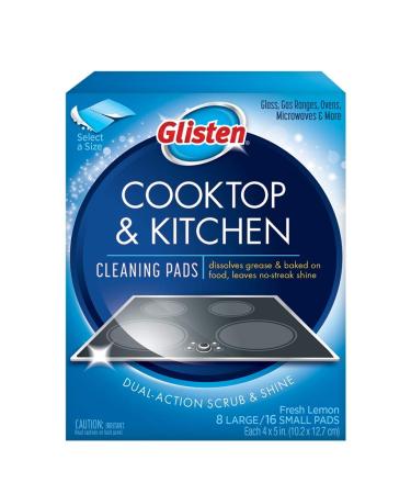 Glisten GC0608T Cooktop & Kitchen Cleaning, 8 Large/16 Small Pads, White