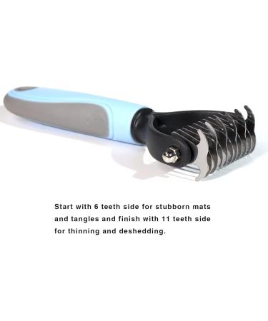 Dog Brush Dematting and Shedding Brush Undercoat Rake Comb for Dogs and Cats Pet Grooming Tool with Double Sided for Removes Knots and Tangled Hair Blue - Buy Online on GoSupps.com
