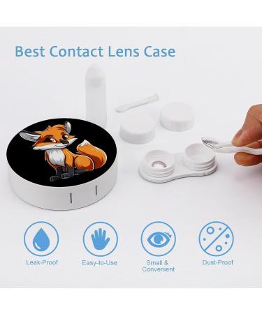 Red Cartoon Fox Contact Lens Case with Mirror - Cute & Portable Eye Lens Travel Kit - Buy Online on GoSupps.com