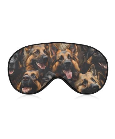 German Shepherd Dogs Funny Eye Mask Soft Blindfold Cover Night Eyeshade with Adjustable Strap for Sleeping Travel