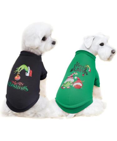 Funny Dog Christmas Shirts - Dwarf Prints for Small Dogs (XS Green & Black) - Adorable Puppy Clothing - Buy Online on GoSupps.com