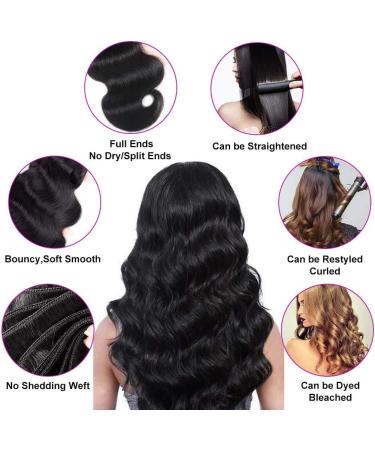 8A Grade Brazilian Body Wave Bundles - 100% Unprocessed Virgin Hair Extensions (8 10 12 Inch) - Natural Black Color - Buy Online on GoSupps.com