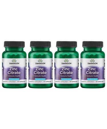 Swanson Zinc (Citrate) 30 Milligrams 60 Capsules (4 Pack)