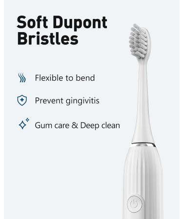 Electric Toothbrush for Adults - USB Rechargeable Sonic with 5 Modes 120 Days Fast Charge 3 Brush Heads for Gum Care & Deep Clean - T14 White - Buy Online on GoSupps.com