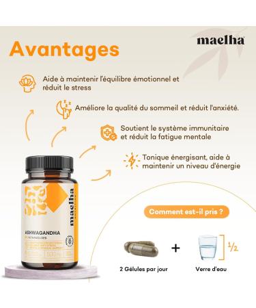 Ashwagandha Ayurveda | Concentrated extract 8% in Withanolides | 60 capsules | 100% natural supplement - Buy Online on GoSupps.com
