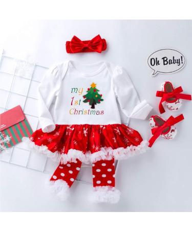 Winmany Baby Girls Christmas Romper Tutu Dress Set 6-12 Months with Headband, Leg Warmer, and Shoes - Christmas Tree - Buy Online on GoSupps.com