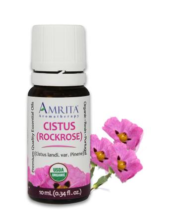 Organic Cistus Rockrose Essential Oil 100% Pure Undiluted Cistis Landi VAR. pinene Therapeutic Grade Premium Quality Aromatherapy Oil Tested & Verified 3ML 0.1 Fl Oz (Pack of 1)