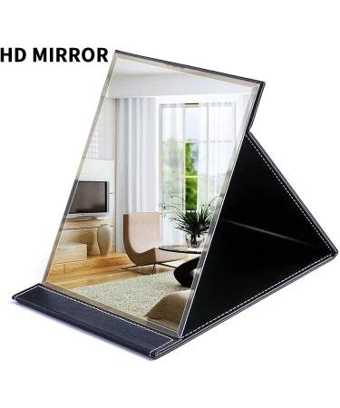Youlanda Portable Folding Makeup Mirror with Stand - Travel Vanity Desk Mirror - PU Leather, Black - Buy Online on GoSupps.com