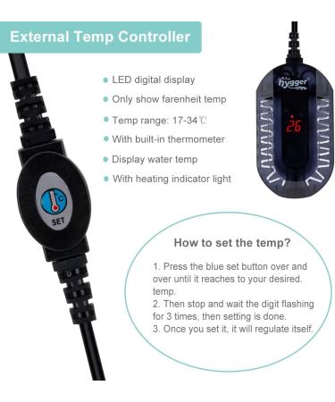 Hygger 100W Digital Betta Aquarium Heater for Turtles - Intelligent LED Temperature Controller & Adjustable Thermometer for 25-90 Liters - Buy Online on GoSupps.com