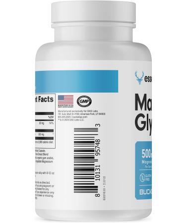 Bucked Up Magnesium Glycinate 500mg | Chelated Magnesium Bisglycinate | Non GMO Gluten Free Third Party Tested | Daily Mineral Support (200 Capsules 200 Servings) - Buy Online on GoSupps.com