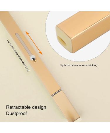 3pcs Retractable Lip Brush Set - Portable Double Ended Concealer & Lip Makeup Brush for Travel | Perfect Christmas Gift (Gold - Buy Online on GoSupps.com