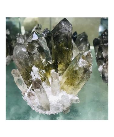 Beauiful Smoky Yellow Crystal Cluster Natural Crystal Cluster Quartz Point Crystal Specimen Minerals Reiki Beautiful HOMEZHOU (Size : 350-400g)