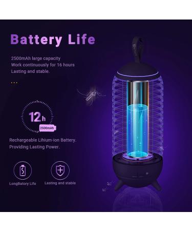 Portable Bug Zapper - Indoor/Outdoor Fly & Mosquito Trap with 2500mAh Battery - Electric Fly Zapper for Camping - White - Buy Online on GoSupps.com