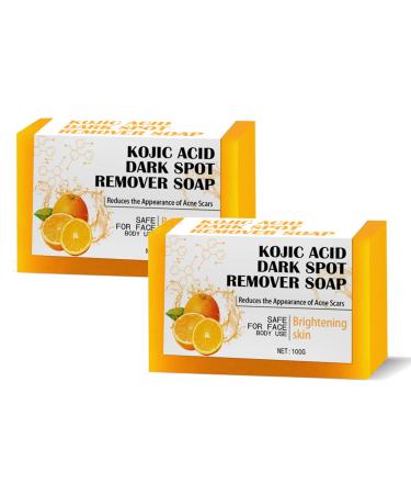 KRGEMS Kojic Acid Soap  Lemon Turmeric Kojic Acid Soap Orange Kojic Acid Soap  Orange Vitamin C Handmade Soap  Natural Orange Bar Body Wash Soap Bar for Body & Facial Skin Home and Travel (2 Pcs)