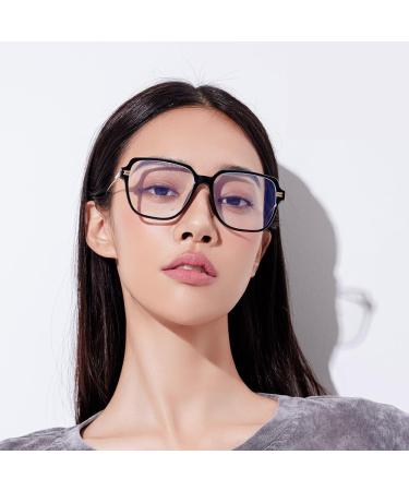 Fuqinqingoz Oversized Anti-Blue Light Reading Glasses - Fashionable Aviator Style Flat Light Mirror +350 Gray - Buy Online on GoSupps.com