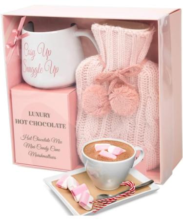 Hot Chocolate Mug Gift Set with Water Bottle, Marshmallows & Candy Cane - Cozy Gift for Women, Teen, Adults (Pink) - Buy Online on GoSupps.com