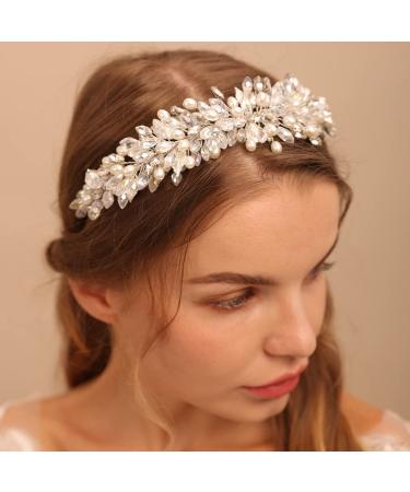 BERYUAN Crown Tiara for Bride Bridal Hair Pieces Wedding Jewelry for Bride (Silver) (2 Silver 2