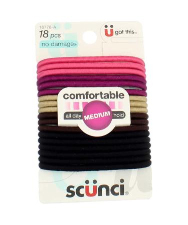 Scunci No Damage Medium Hold Hair Elastics - 18 Comfortable Neutral Pieces - Buy Online on GoSupps.com