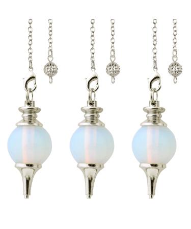3pcs Crystal Ball Chakra Stone Pendulum Pendant Necklace - Healing Dowsing Scrying (Synthetic Turquoise)